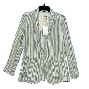Blanca Luz Striped Raw Hem linen Blazer | Size S